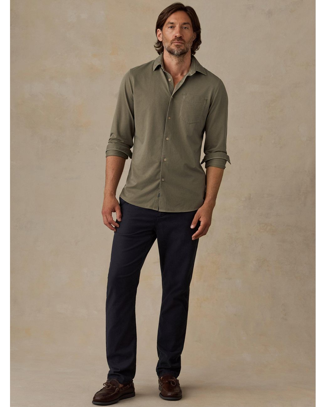 Faherty Brand Green Costa Pique Shirt for men