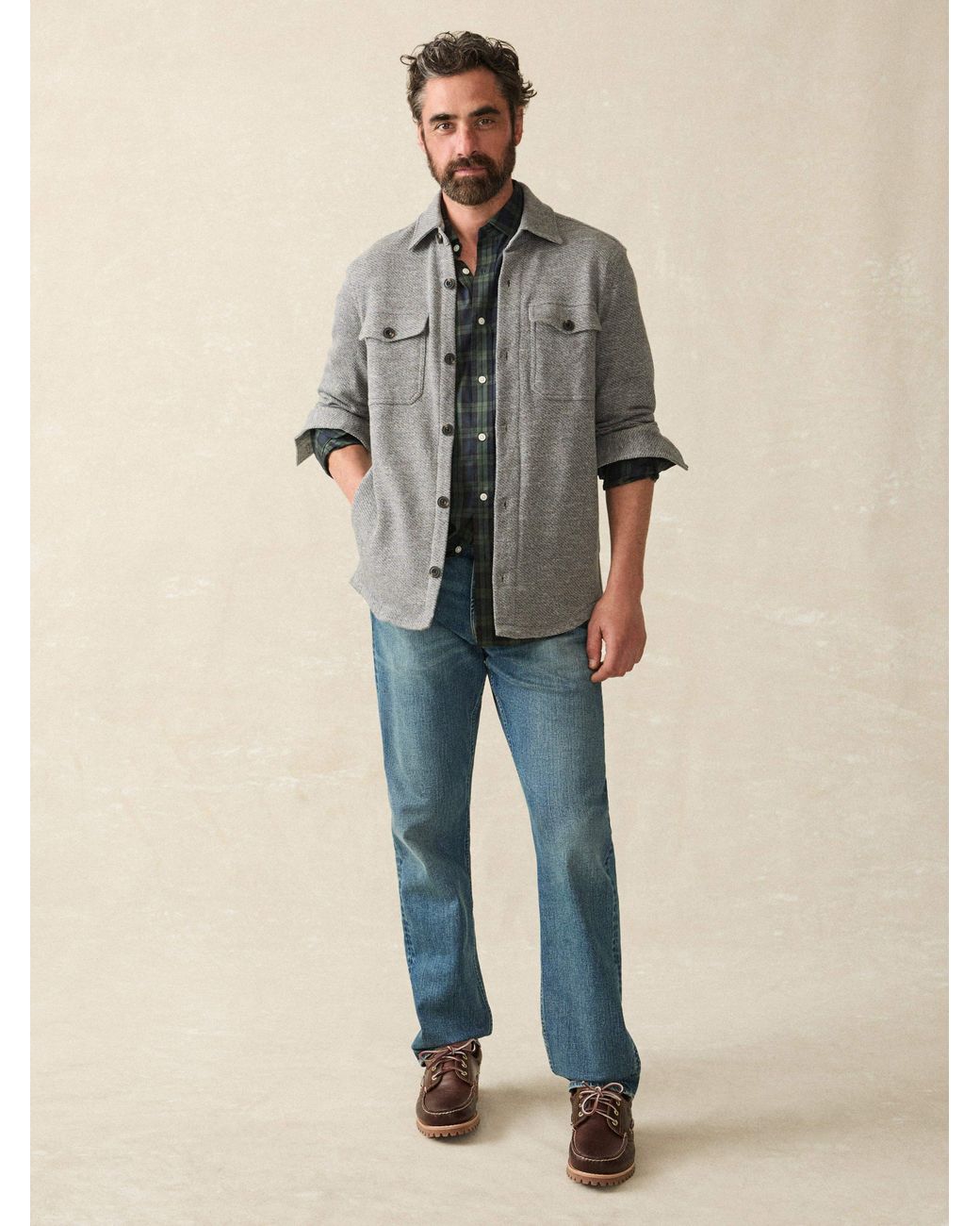 Faherty Brand Gray Inlet Knit Cpo for men