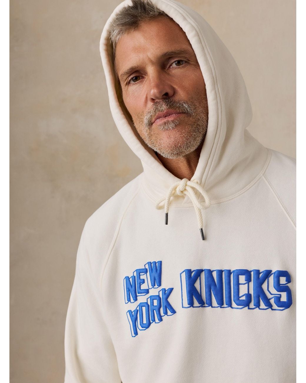 Faherty Brand Natural Ny Knicks High Standard Fleece Hoodie for men