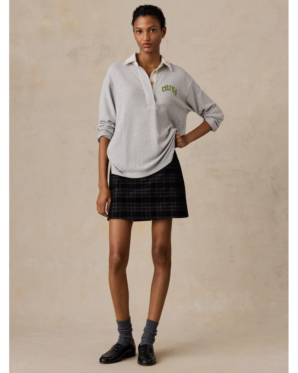 Faherty Brand Natural Boston Celtics Legend Sweater Rugby Popover