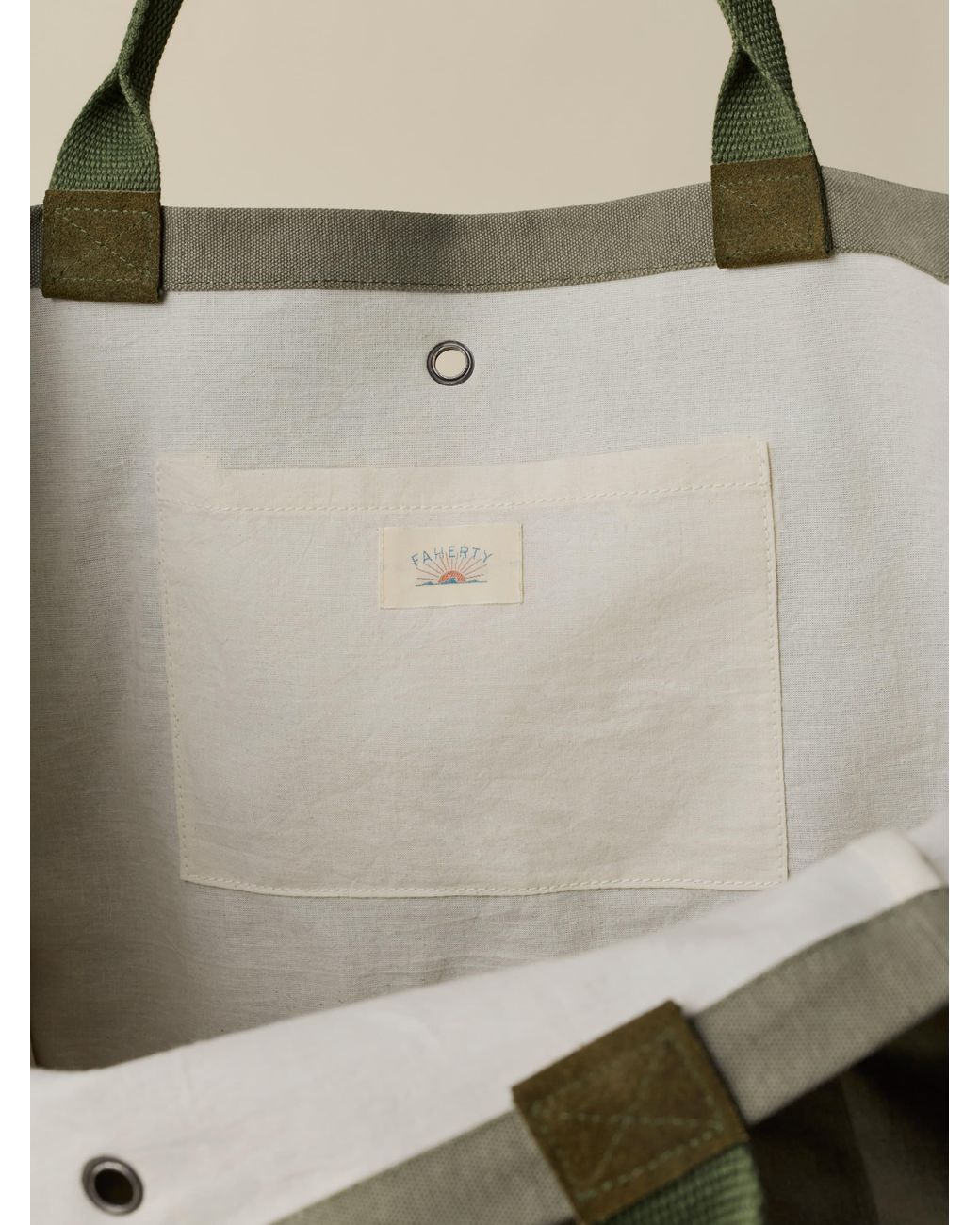 Faherty Brand Green Sunwashed Canvas Utility Bag