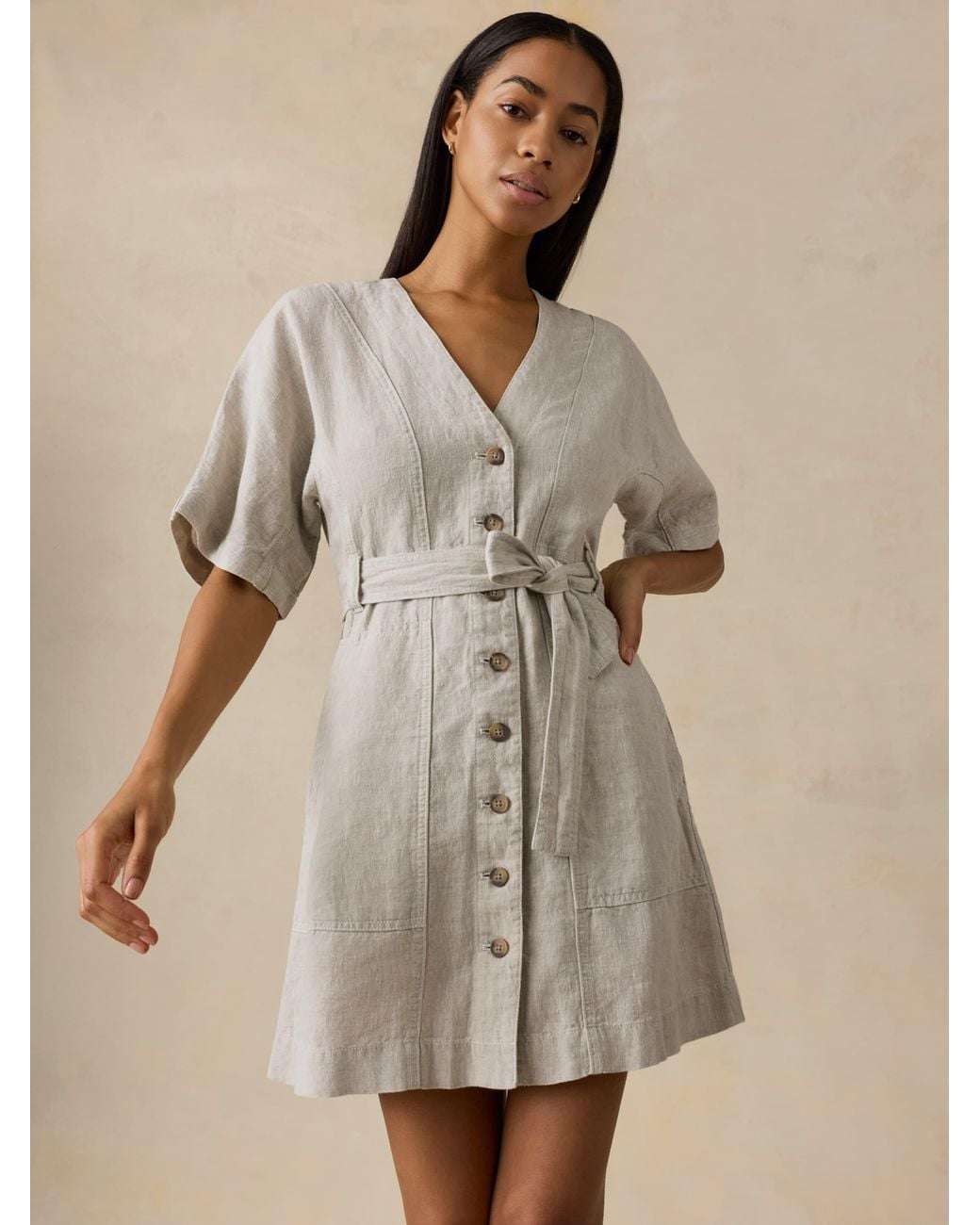 Faherty Brand Natural Sun Strider Linen Camille Mini Dress