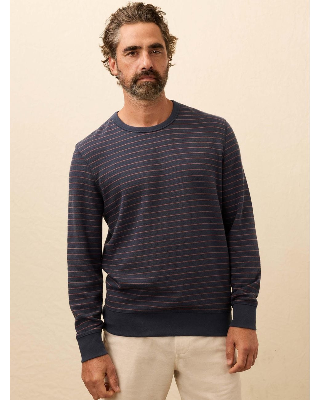 Faherty Brand Blue Double Knit Crewneck T-Shirt for men
