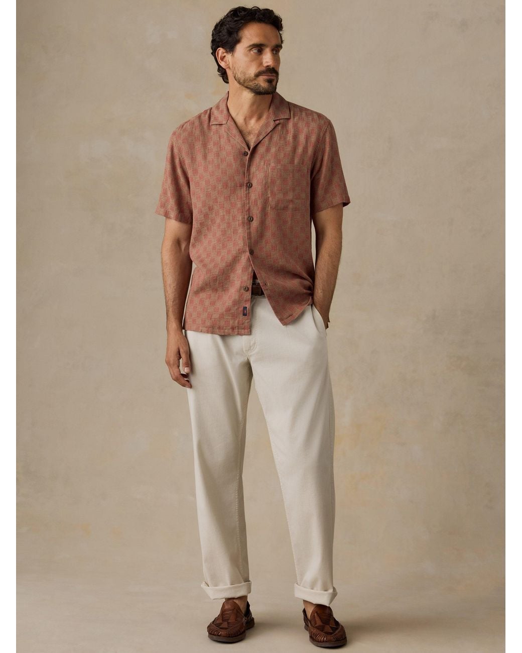 Faherty Brand Green Short-Sleeve Breeze Camp Shirt for men