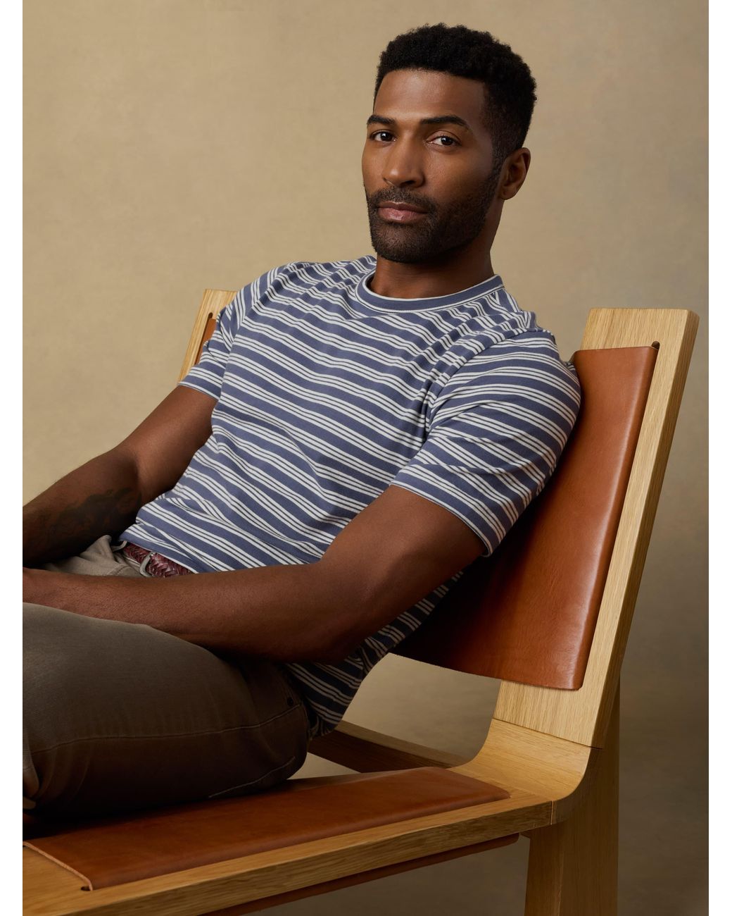 Faherty Brand Blue Sunwashed Regenerative T-Shirt for men