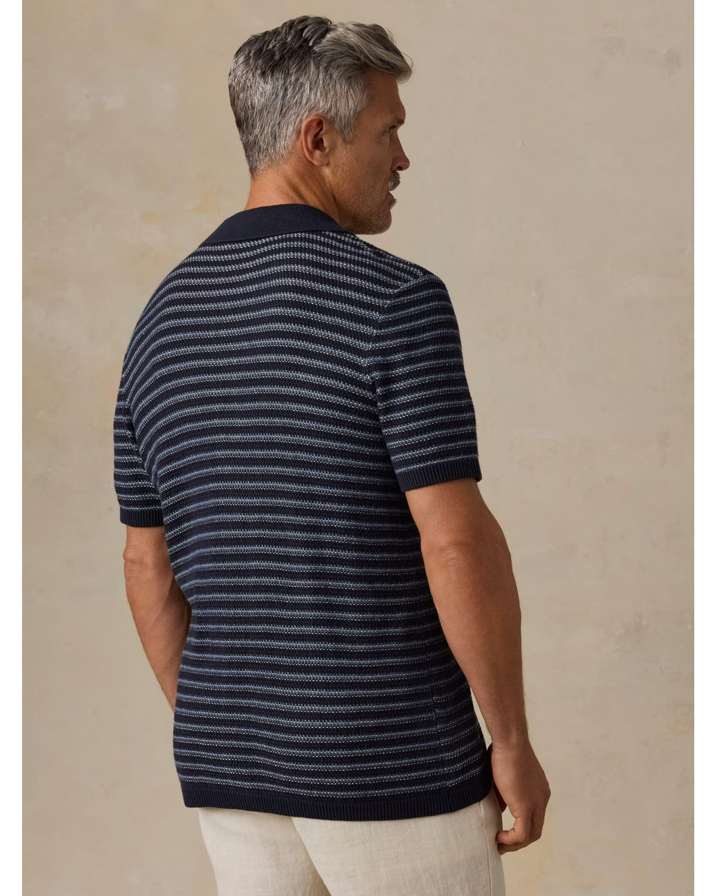 Faherty Brand Blue Short-Sleeve Sweater Shirt for men