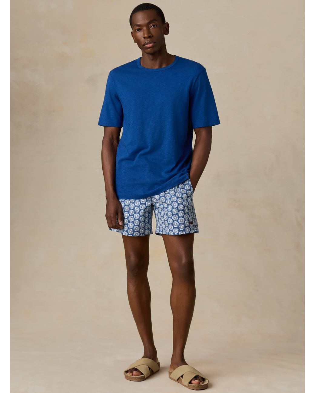 Faherty Brand Blue Sunwashed Regenerative T-Shirt for men