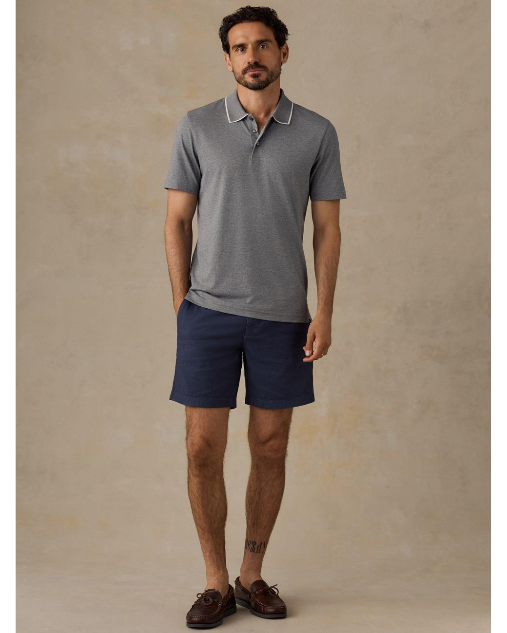 Faherty Brand Gray Short-Sleeve Movement Pique Polo Shirt for men