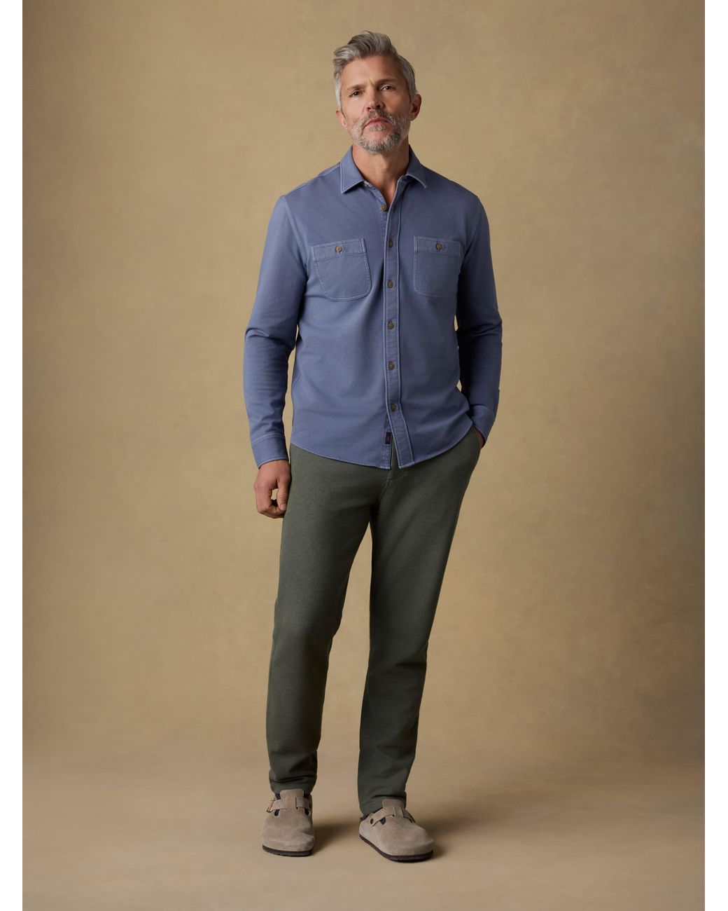 Faherty Brand Blue Field Knit Shirt for men