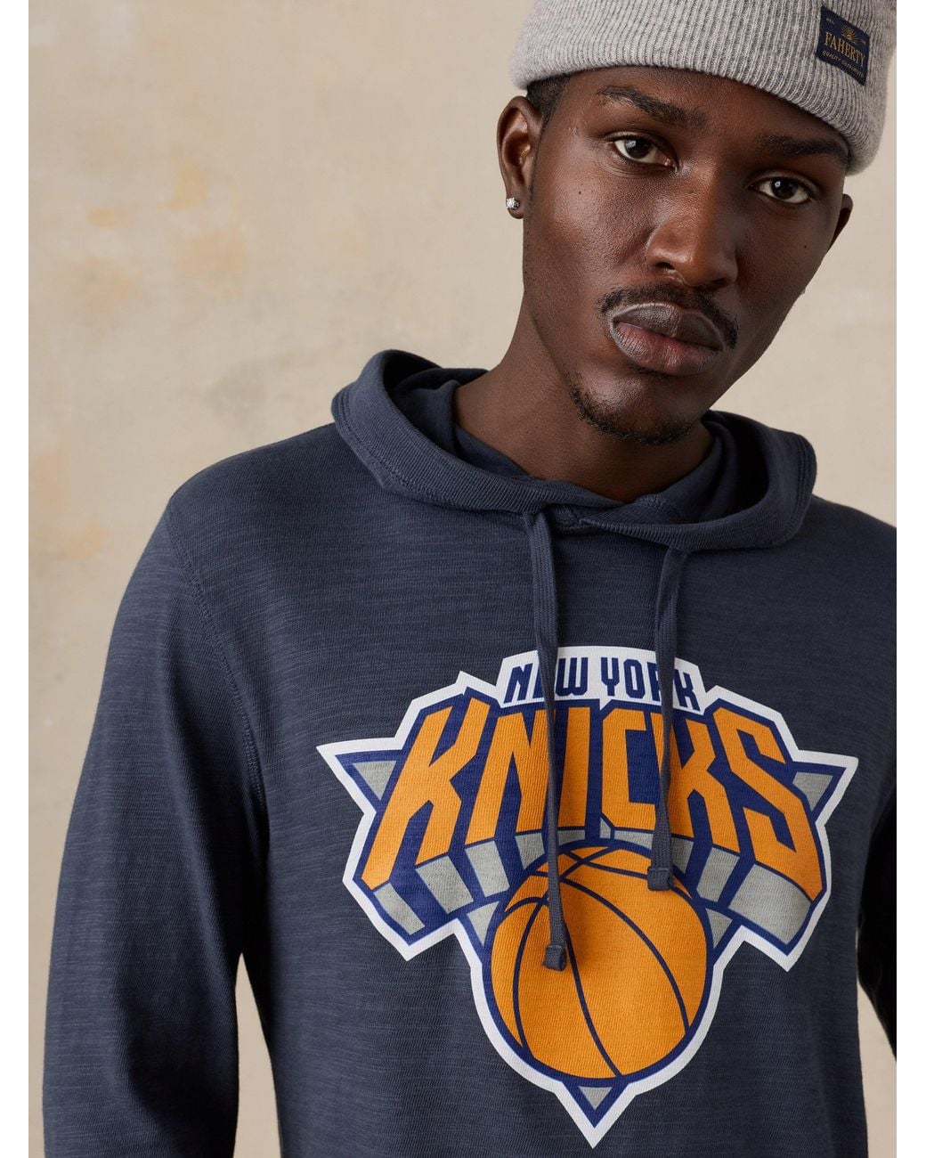 Faherty Brand Blue Ny Knicks Sunwashed Organic Hoodie for men