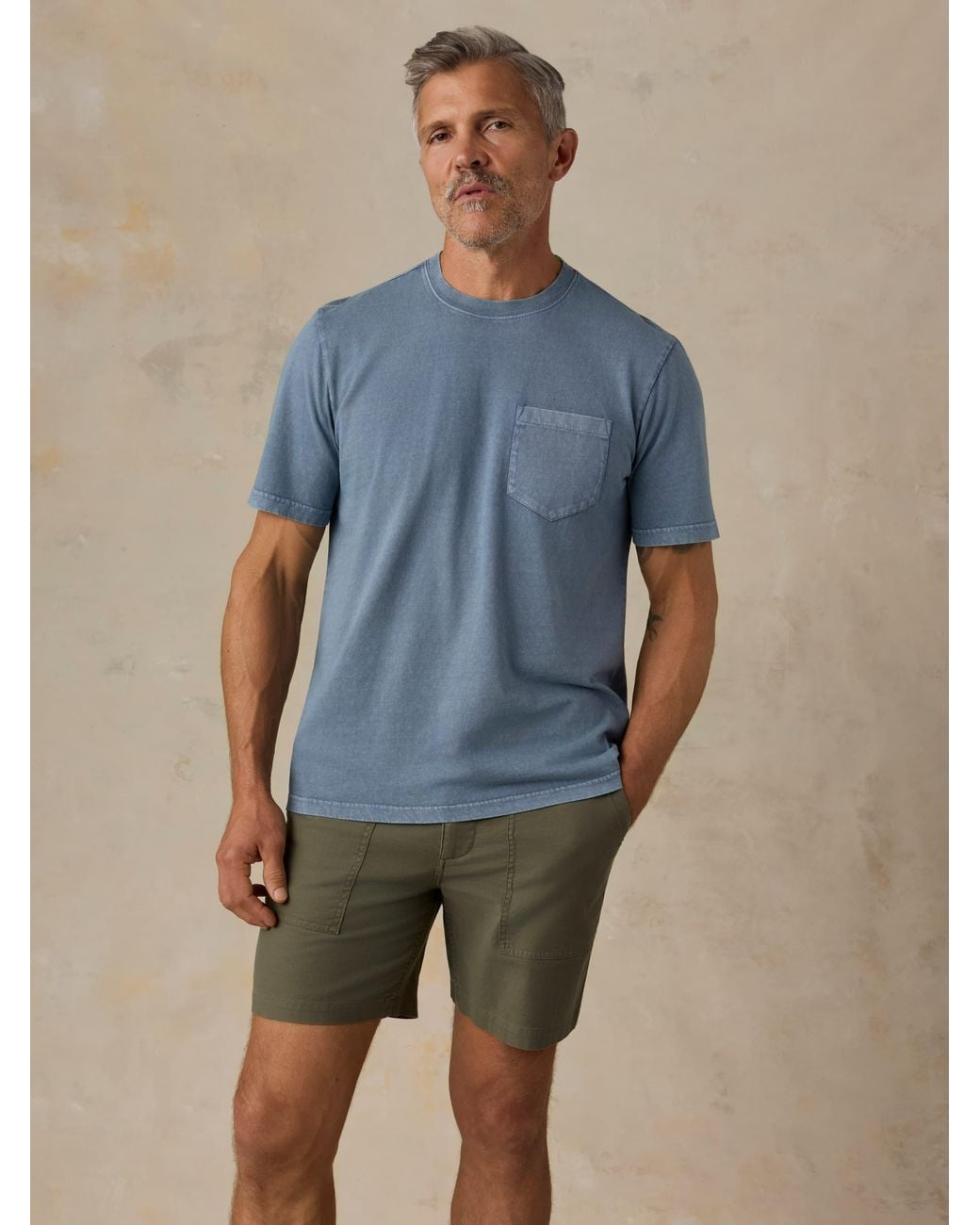Faherty Brand Blue Short-Sleeve Recycled Cotton T-Shirt for men