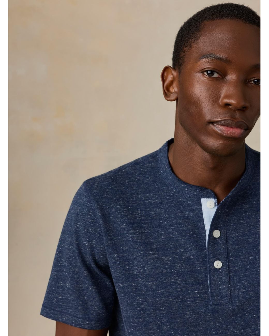 Faherty Brand Blue Short-Sleeve Breeze Henley T-Shirt for men