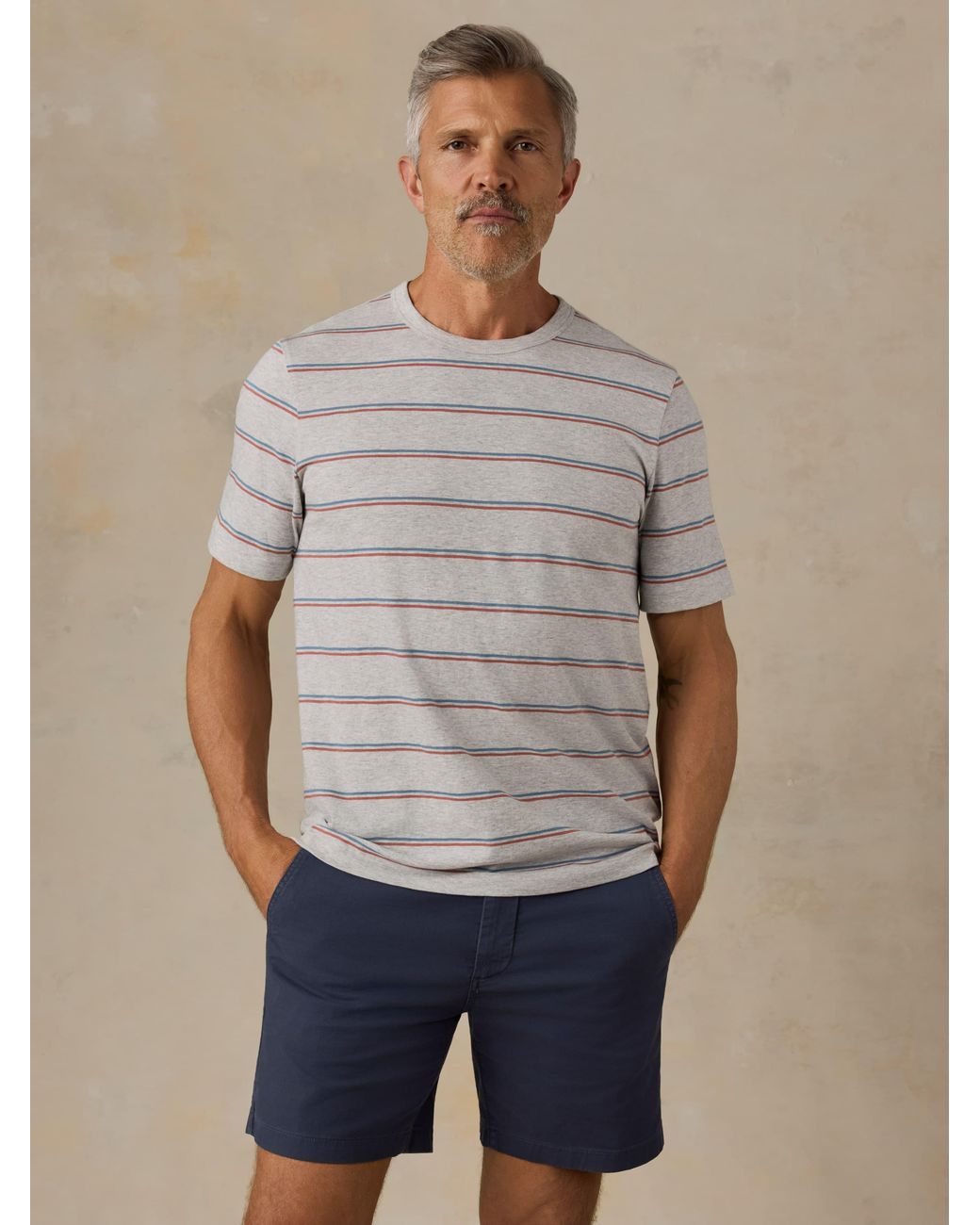 Faherty Brand Gray Sunwashed Regenerative T-Shirt for men