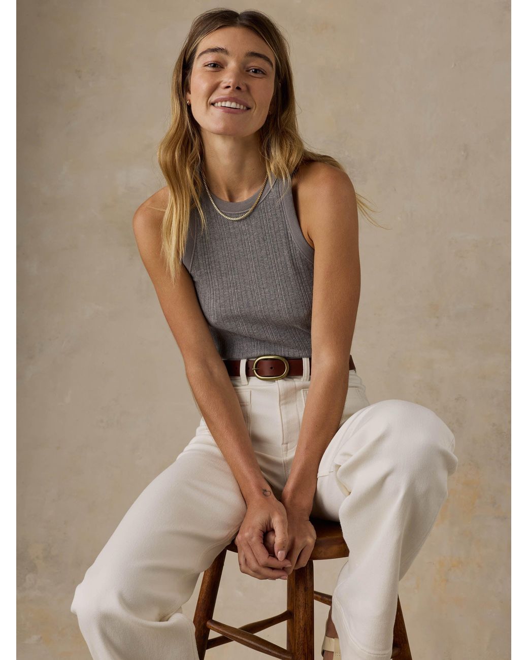 Faherty Brand Black Paradise Pointelle Tank