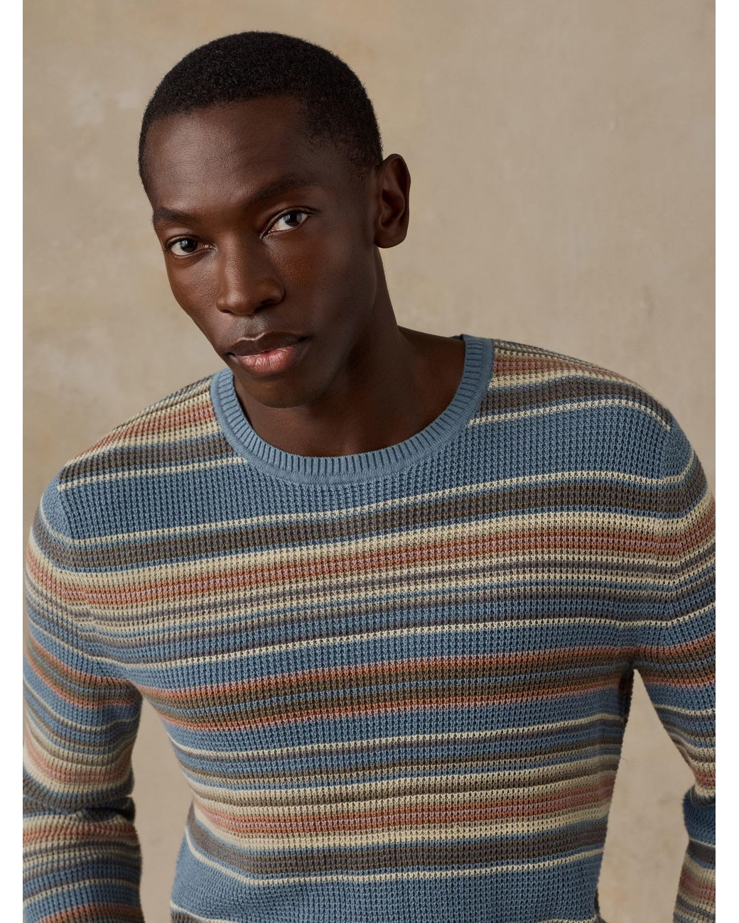 Faherty Brand Blue Sunwashed Crewneck Sweater for men