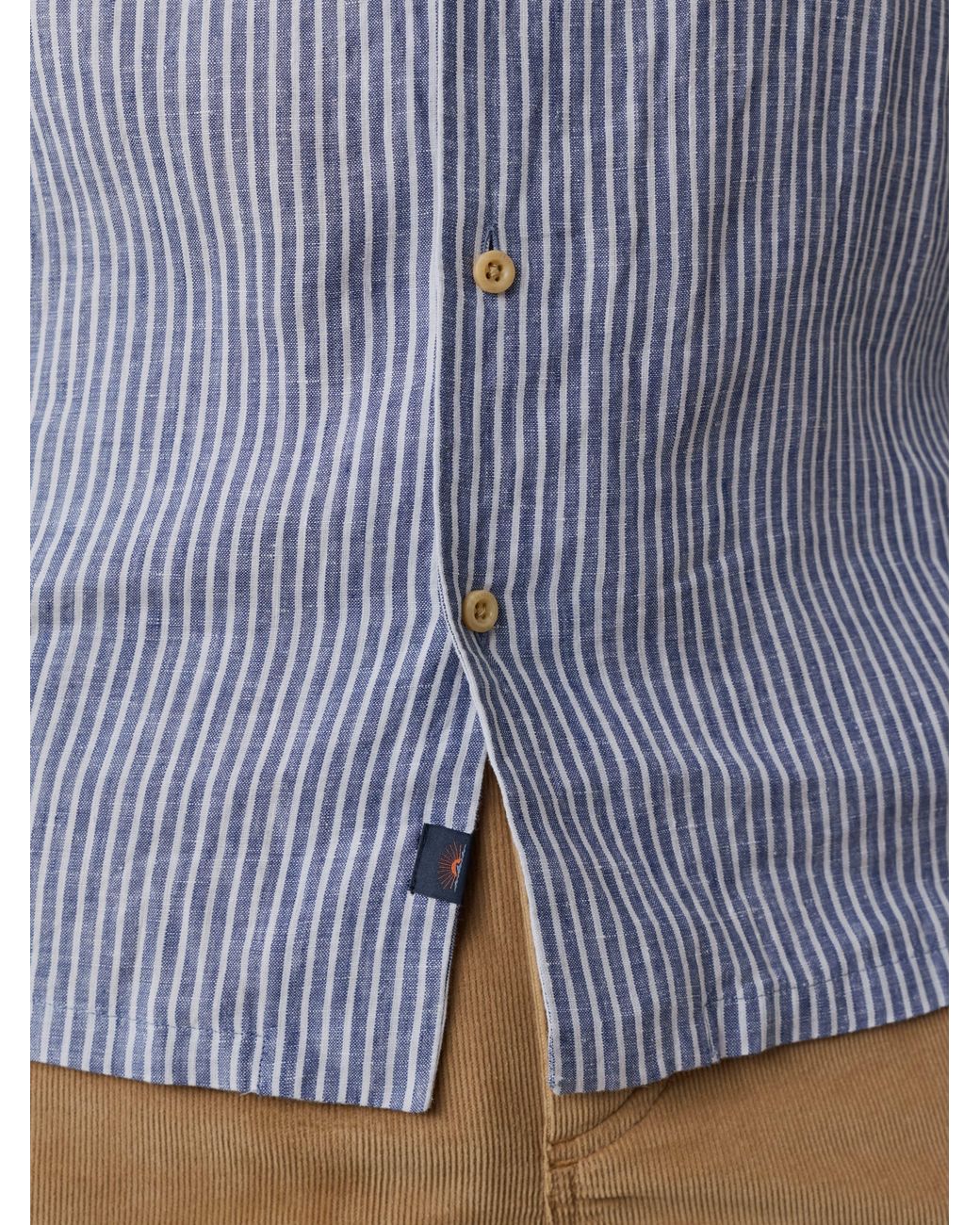 Faherty Brand Blue Short-Sleeve Laguna Linen Camp Shirt for men