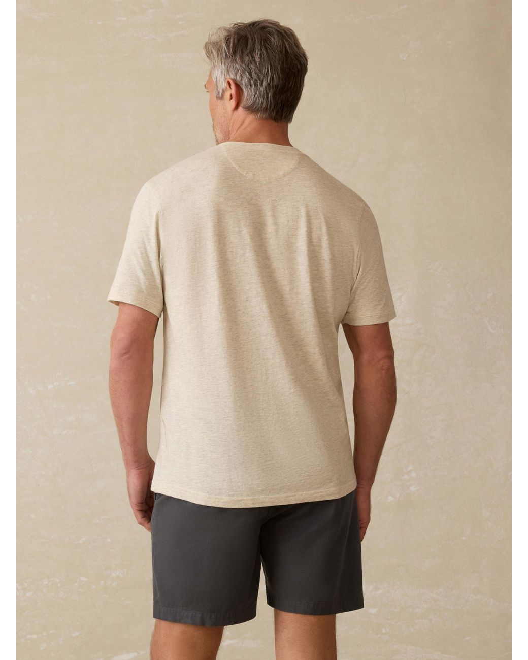 Faherty Brand Natural Short-Sleeve Sunwashed Regenerative Henley T-Shirt for men