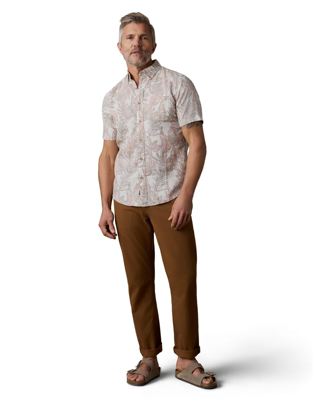Faherty Brand Gray Short-Sleeve Breeze Shirt for men