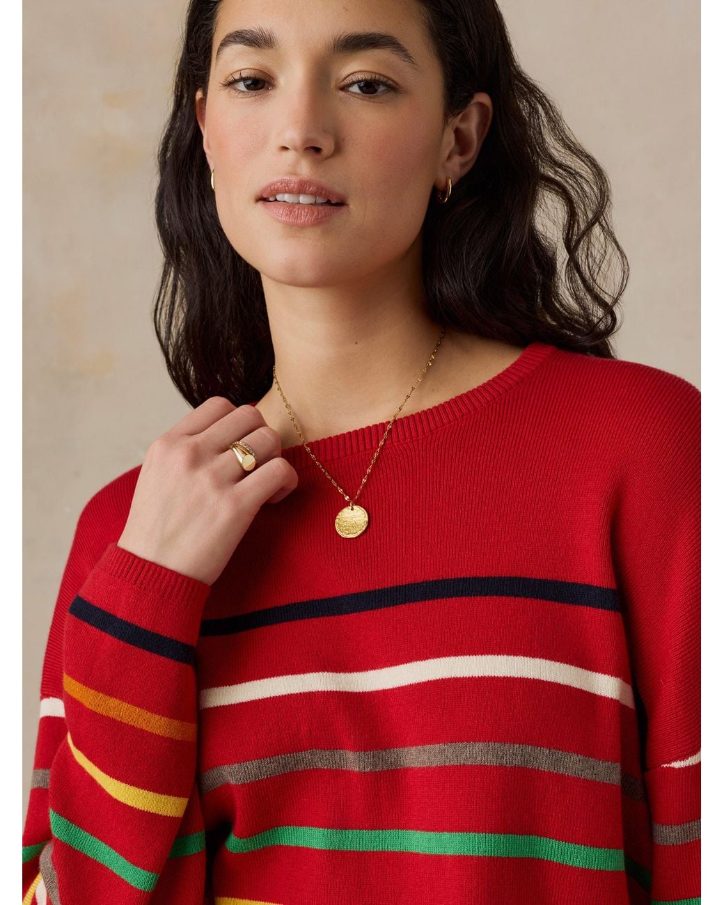 Faherty Brand Red Cotton Cashmere Crew