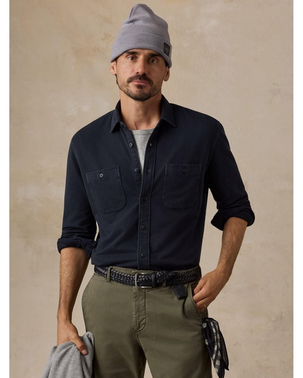 Faherty Brand Blue Field Knit Shirt for men