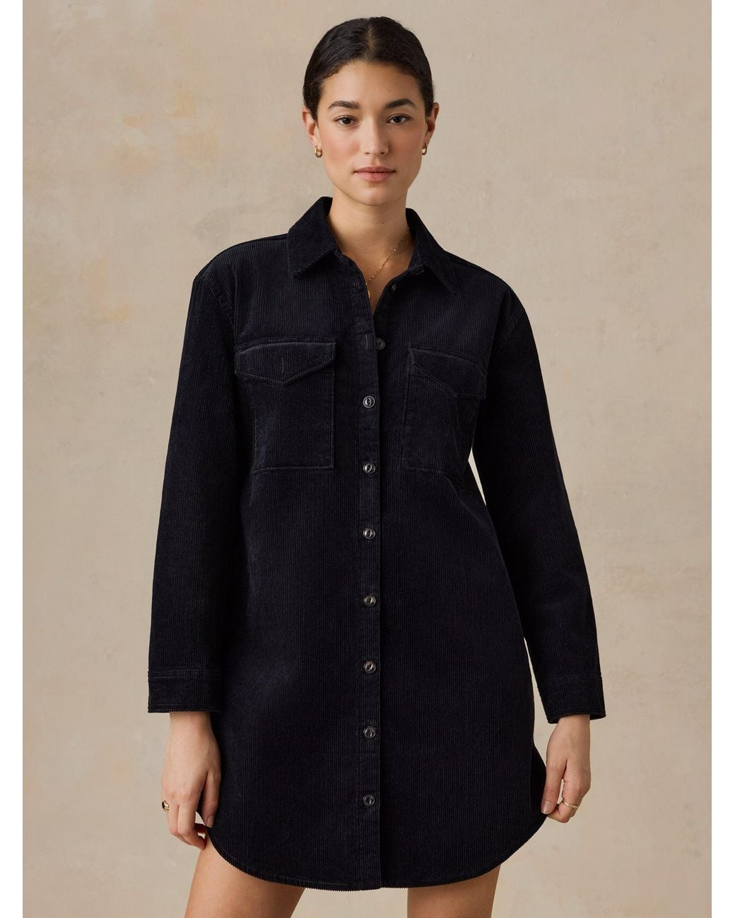 Faherty Brand Blue Heritage Cord Shirtdress