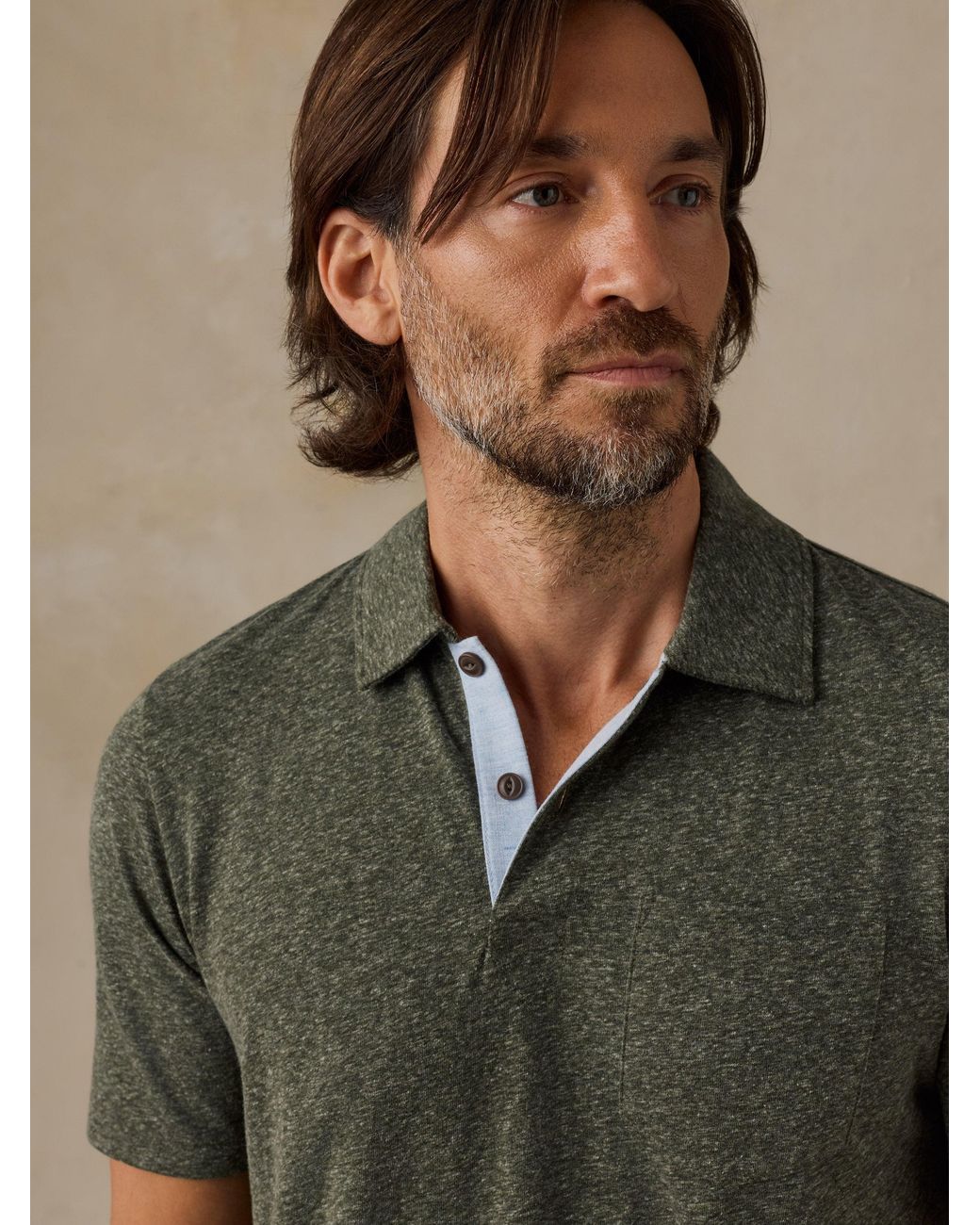 Faherty Brand Green Short-Sleeve Breeze Polo Shirt for men