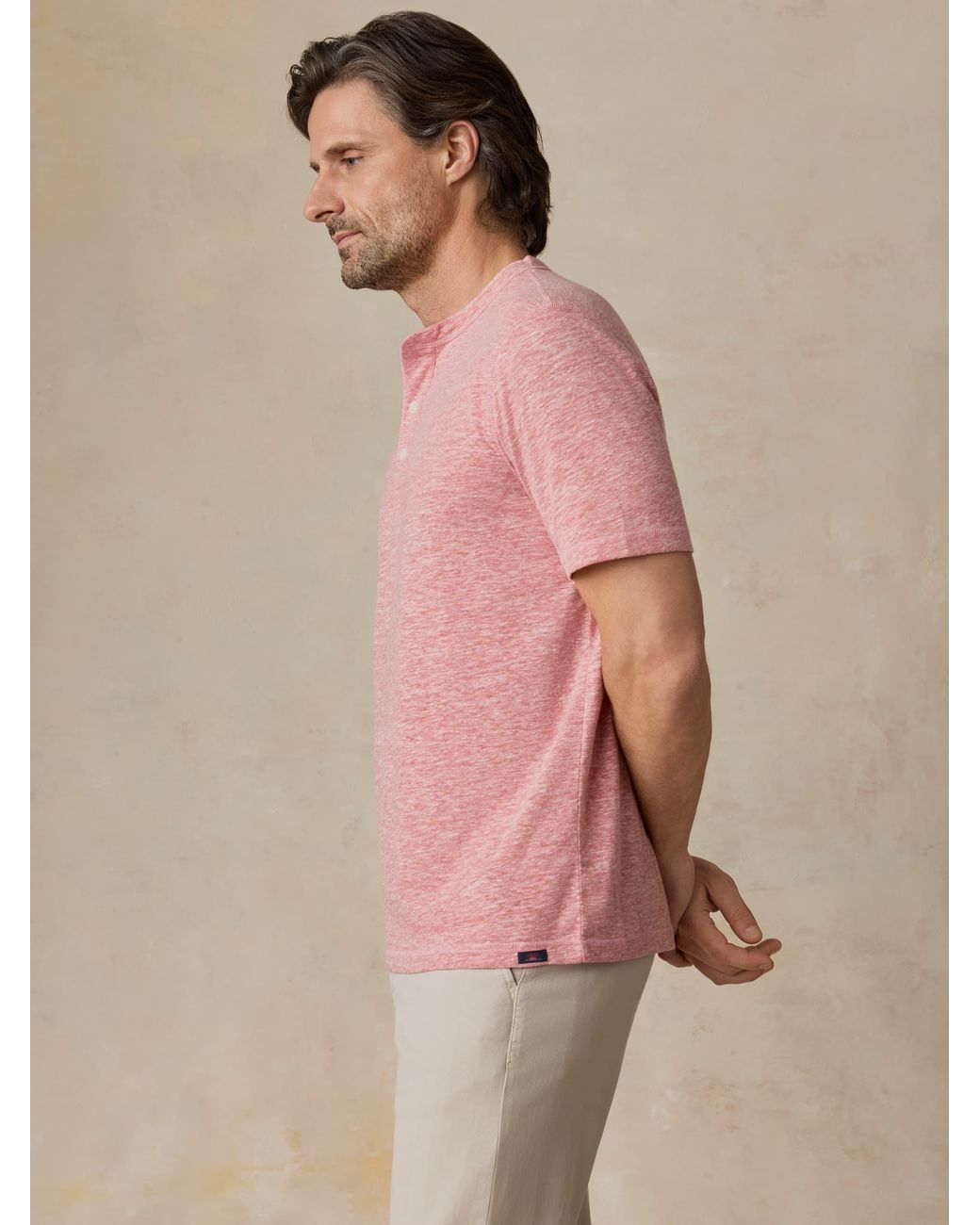 Faherty Brand Pink Short-Sleeve Breeze Henley T-Shirt for men