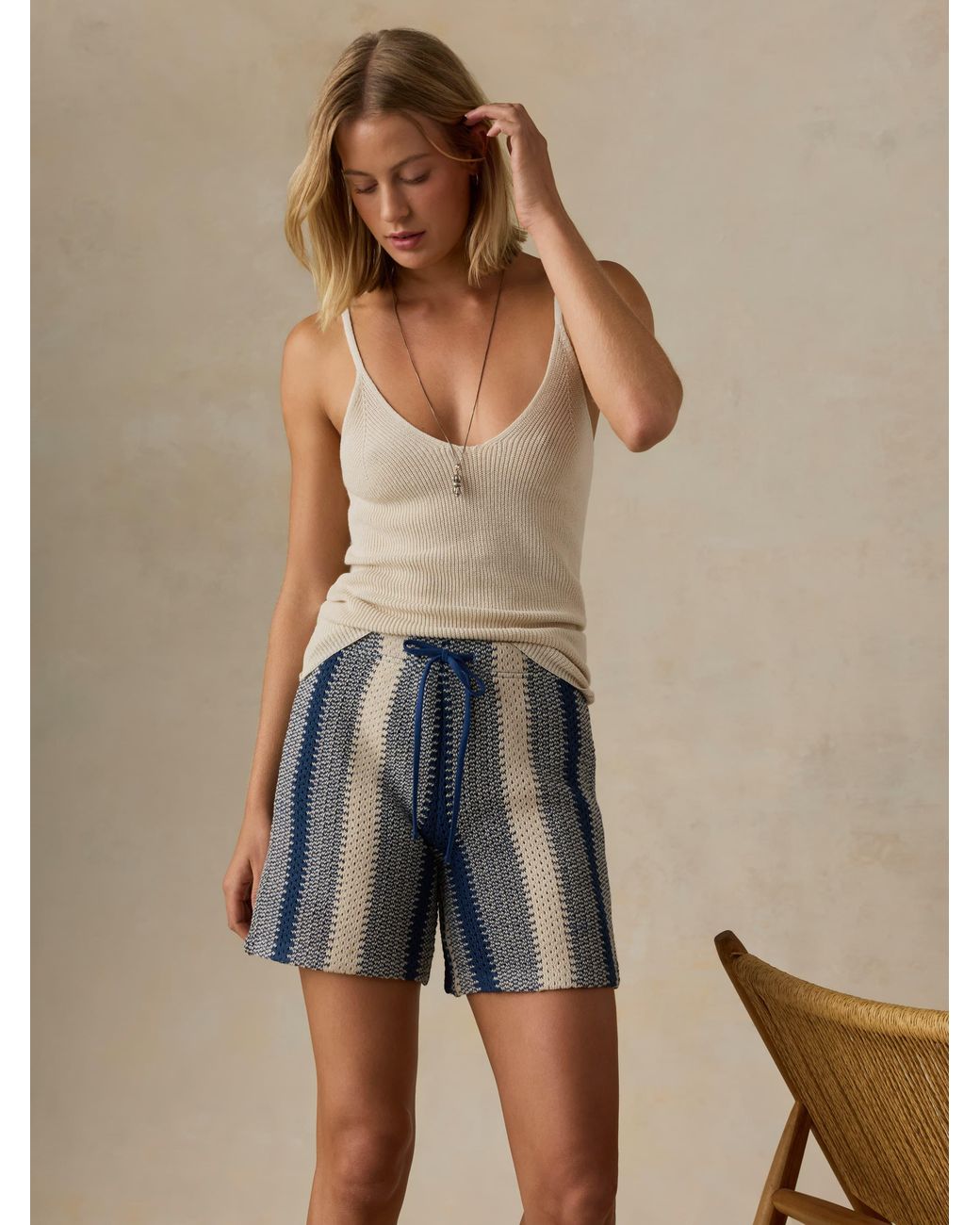 Faherty Brand Natural Seacoast Crochet Beach Short