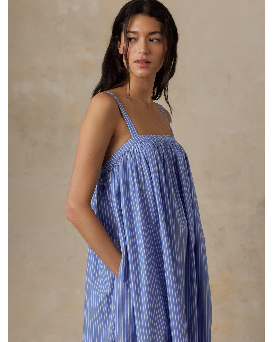 Faherty Brand Blue Coastal Poplin Emmy Dress