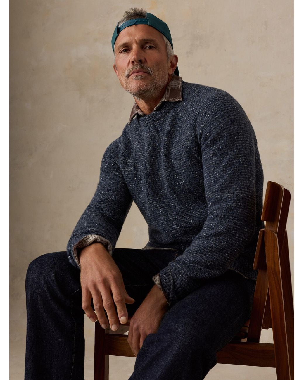 Faherty Brand Blue Donegal Crew Sweater for men