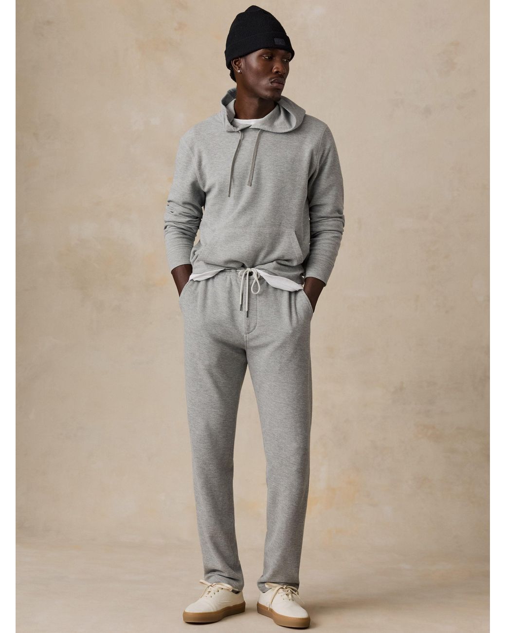 Faherty Brand Gray Highland Knit Hoodie for men