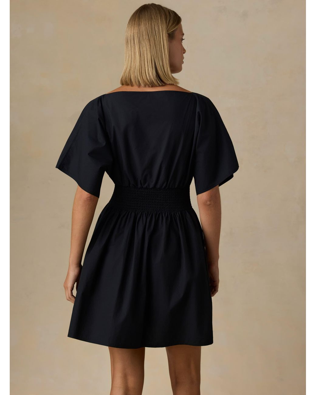 Faherty Brand Natural Coastal Poplin Elia Mini Smocked Dress