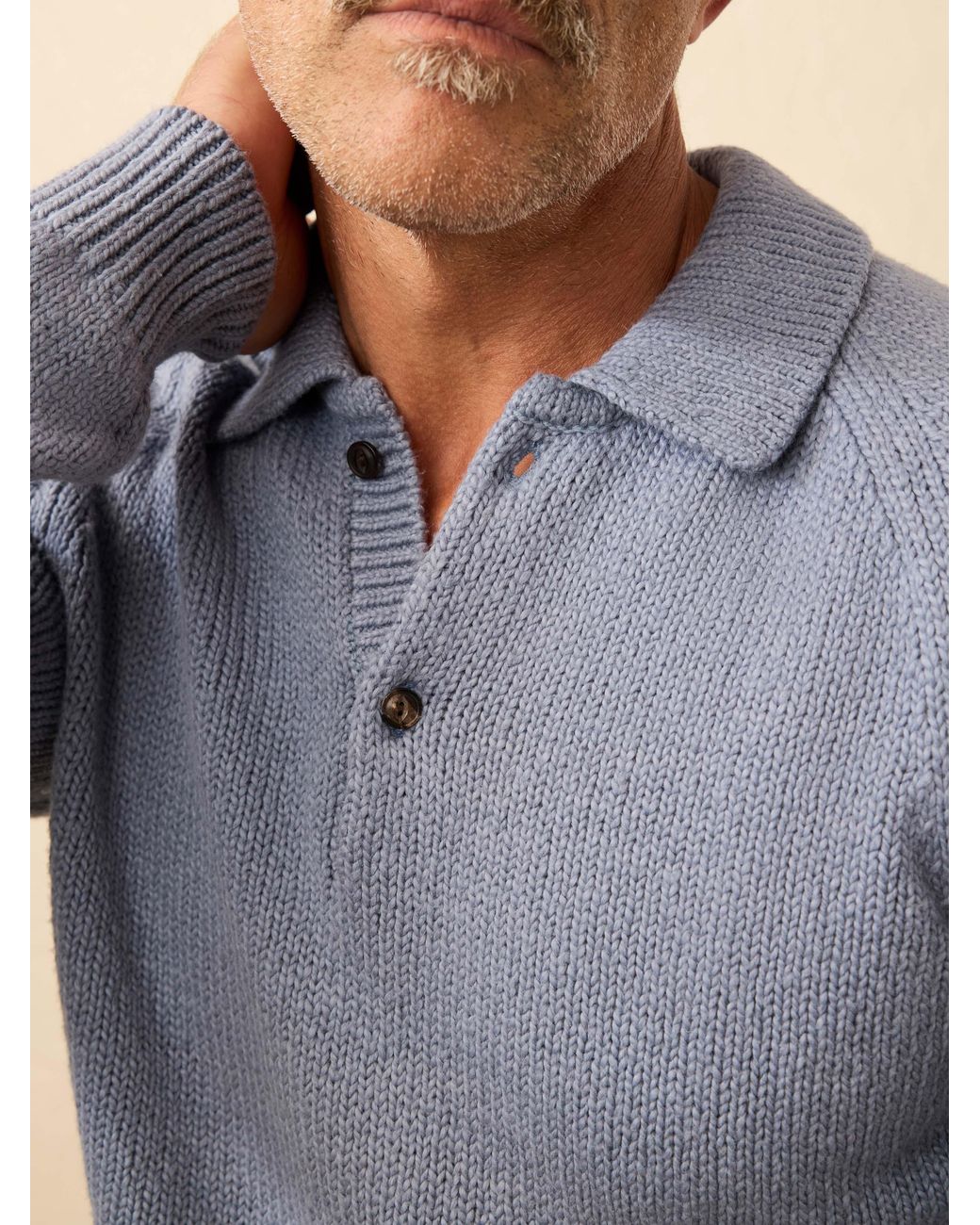 Faherty Heirloom Long-Sleeve Sweater Polo in Gray for Men | Lyst