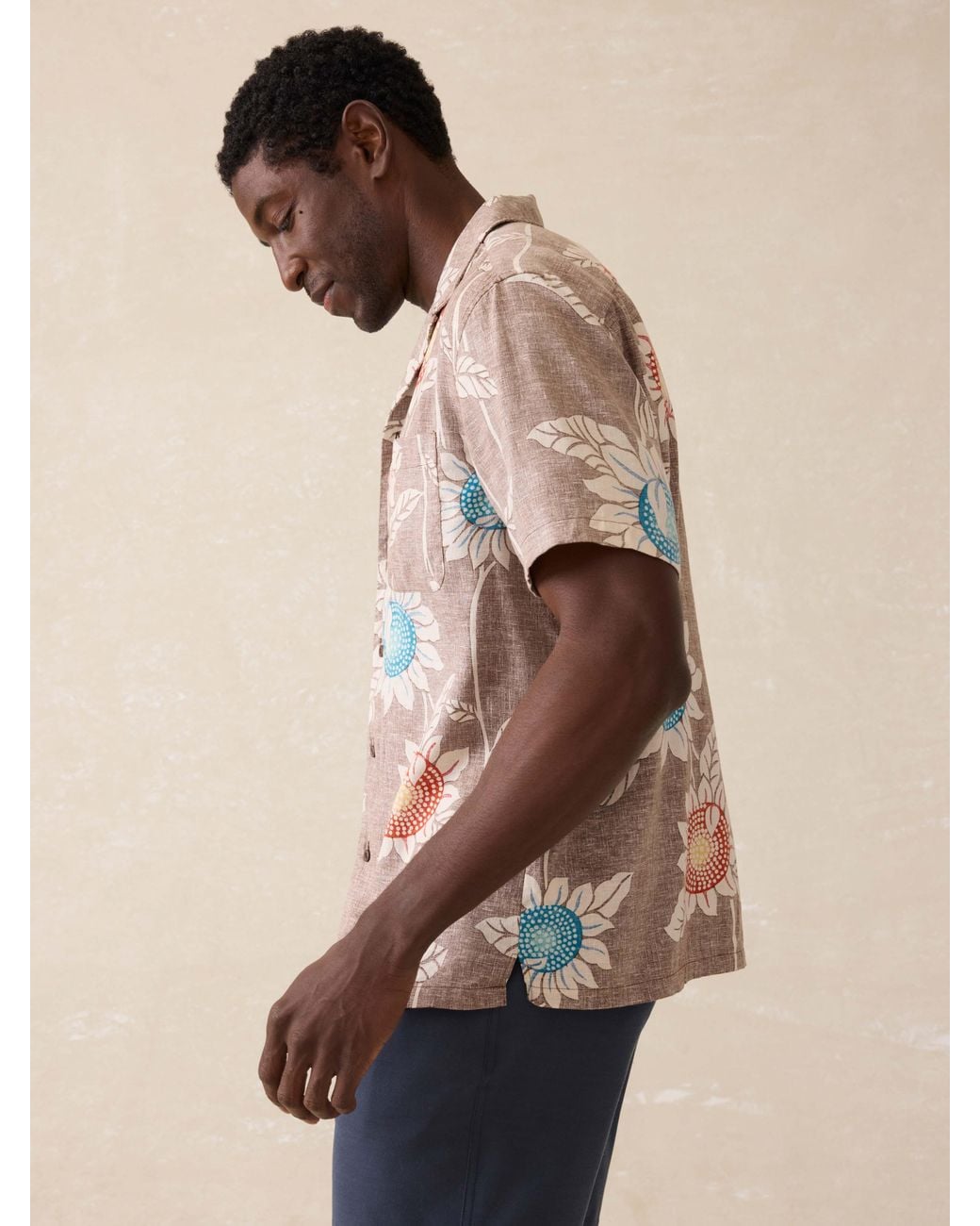 Faherty Brand Natural Short-Sleeve Breeze Camp Shirt for men
