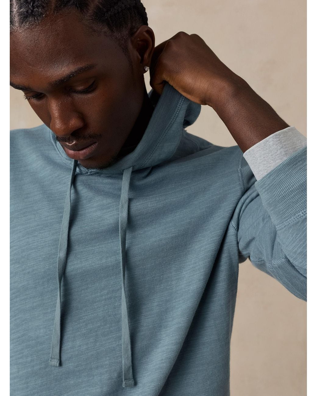Faherty Brand Blue Sunwashed Organic Hoodie for men
