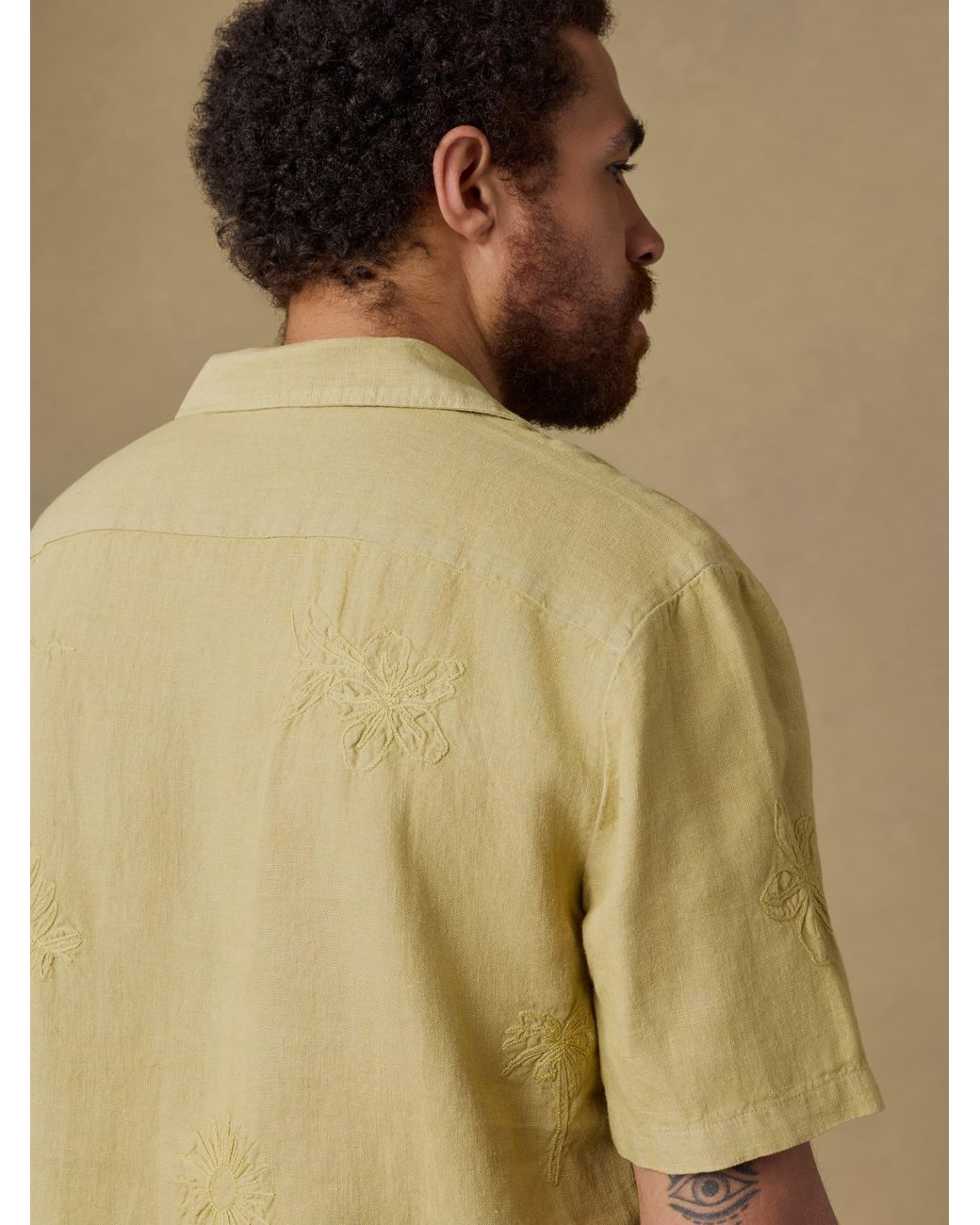 Faherty Brand Natural Short-Sleeve Embroidered Shirt for men