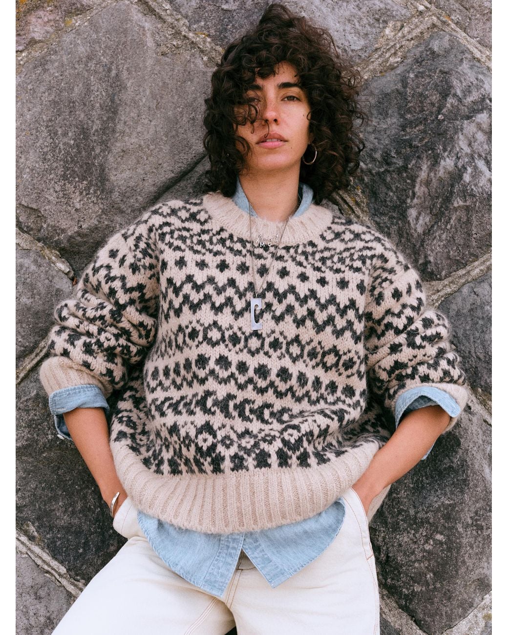 Faherty Brand Gray Après Alpaca Midnight Bay Crew Sweater