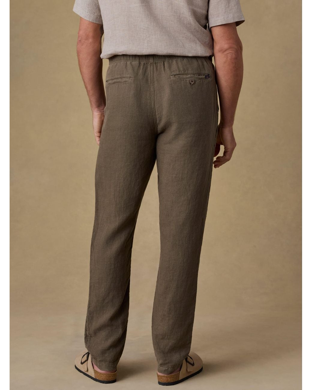 Faherty Brand Brown Linen Drawstring Pants for men