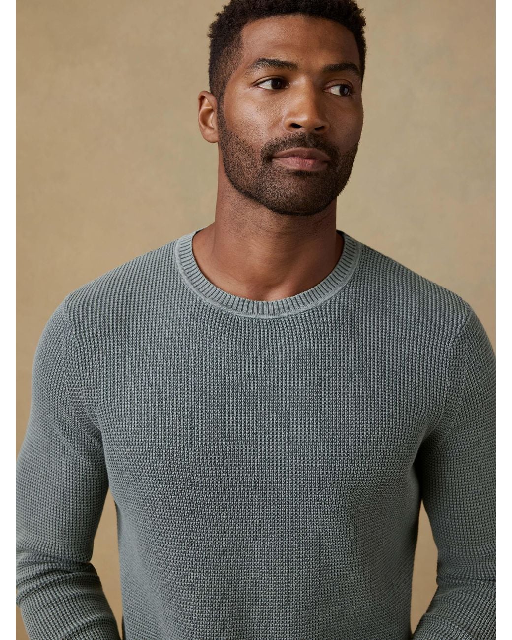 Faherty Brand Green Sunwashed Crewneck Sweater for men