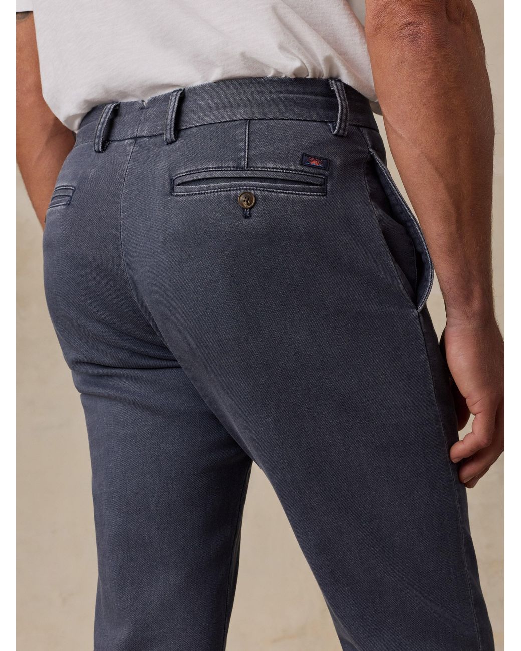 Faherty Brand Blue Stretch Terry Trouser Pants for men