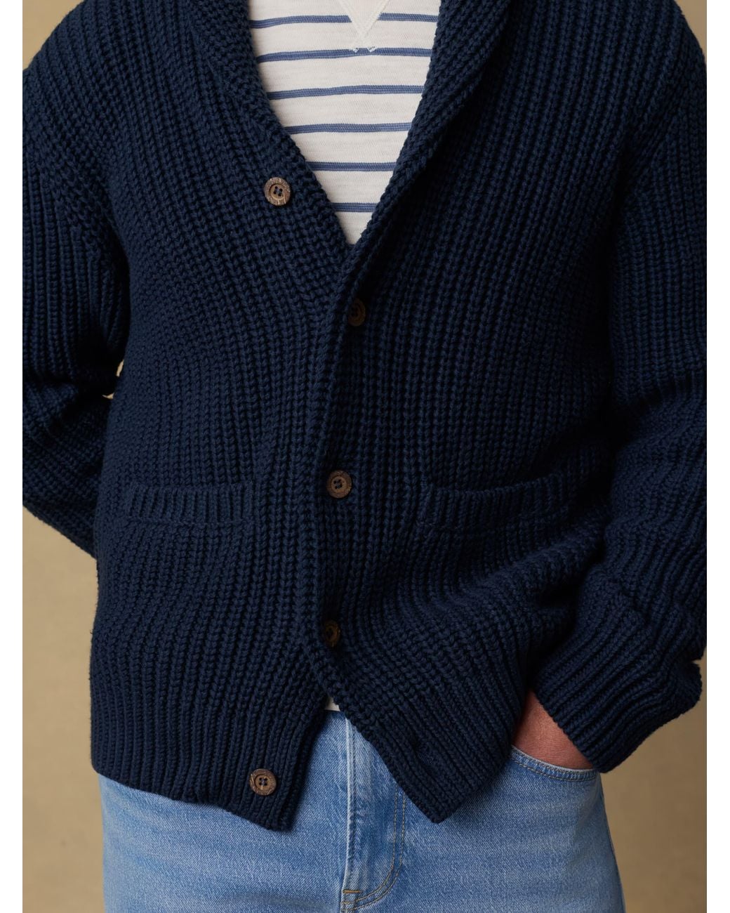 Faherty Brand Blue Pima Cotton Cardigan for men