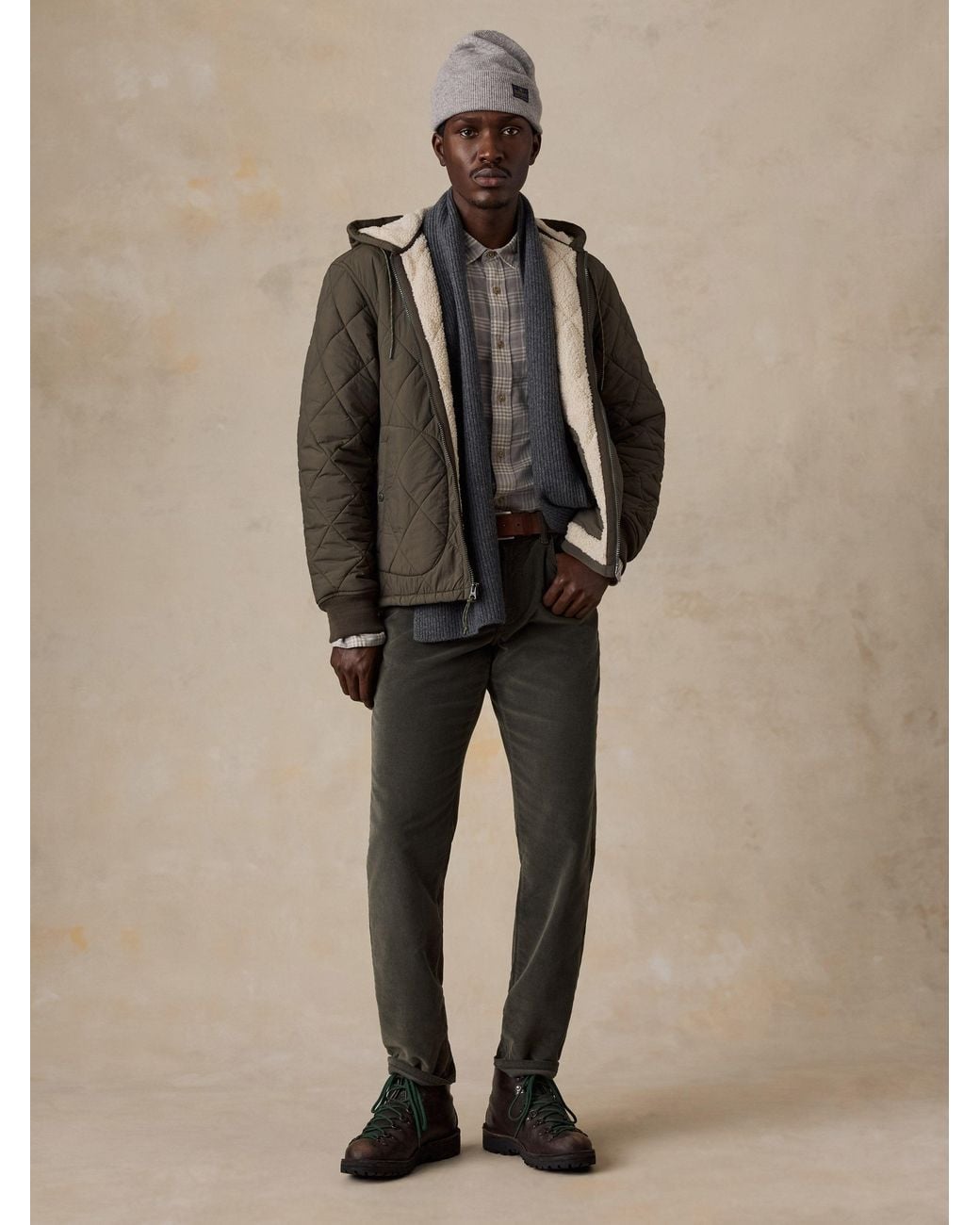 Faherty Brand Natural Quilted Hooded Jacket for men