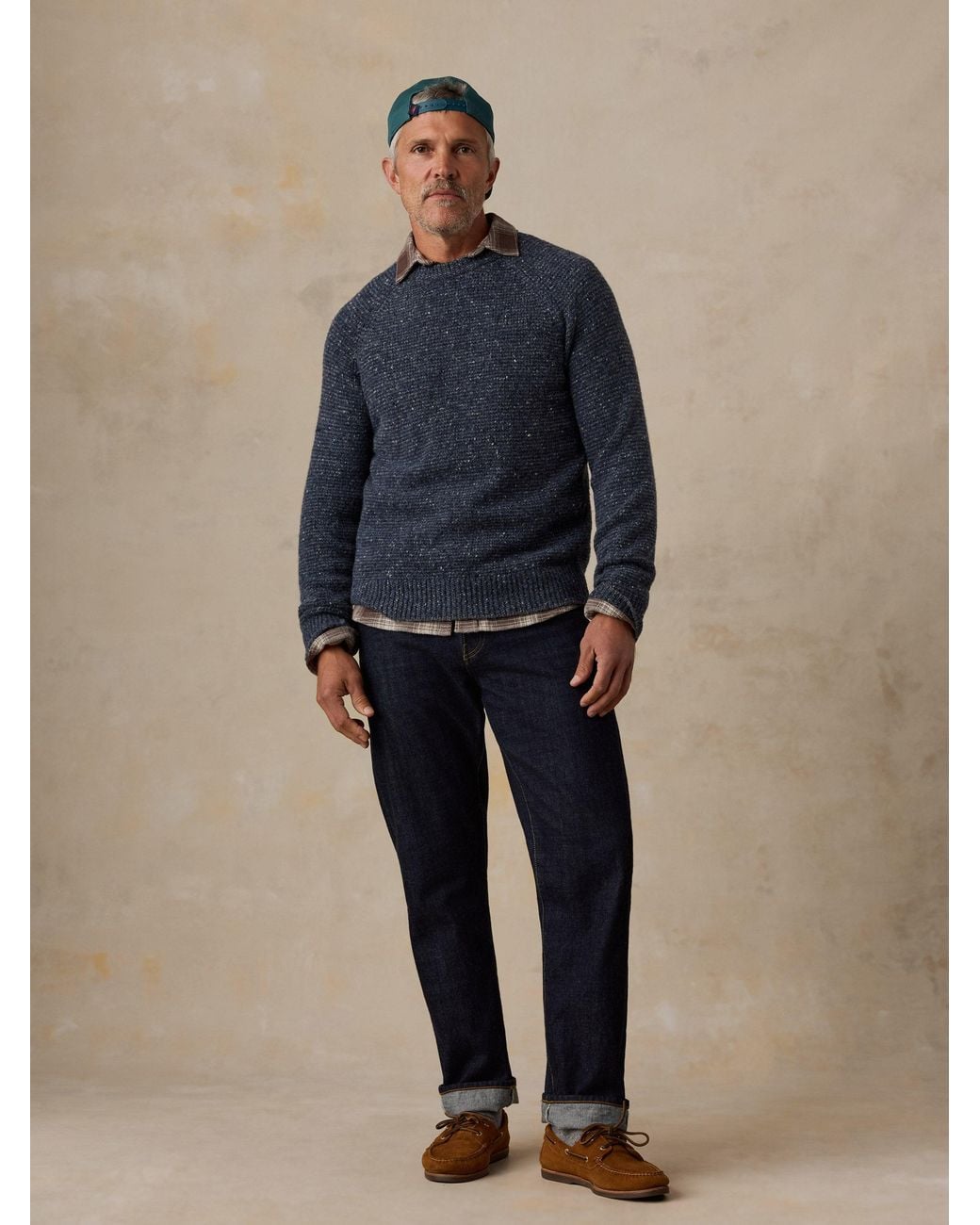Faherty Brand Blue Donegal Crew Sweater for men