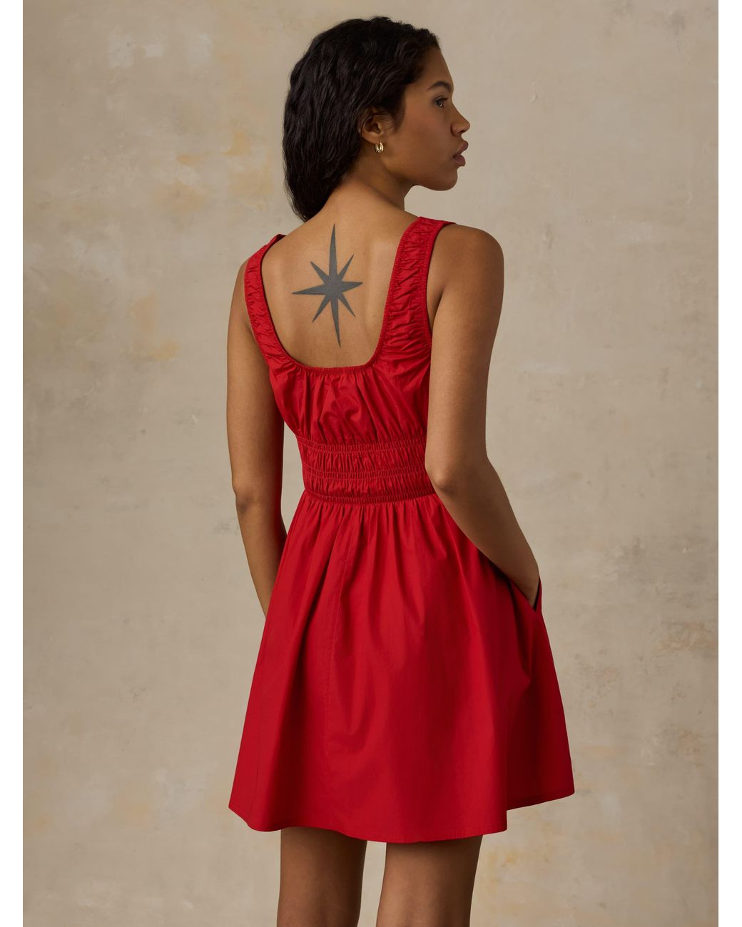 Faherty Brand Red Coastal Poplin Sunseeker Mini Dress