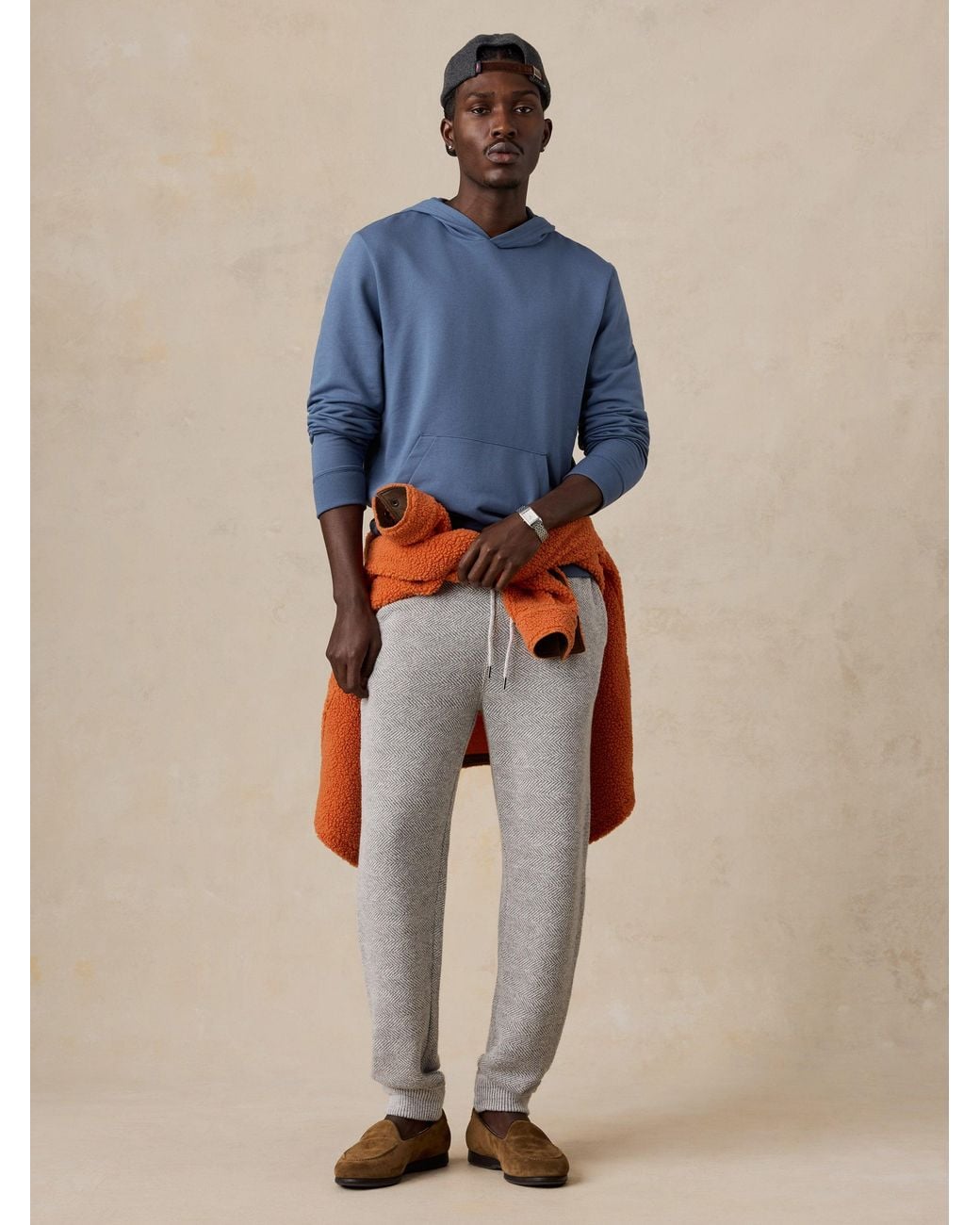 Faherty Brand Blue French Terry Hoodie for men
