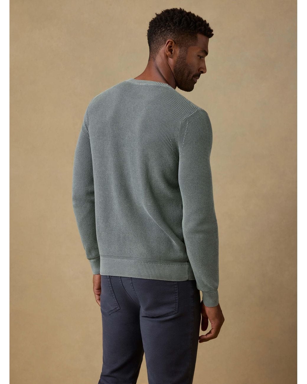 Faherty Brand Green Sunwashed Crewneck Sweater for men