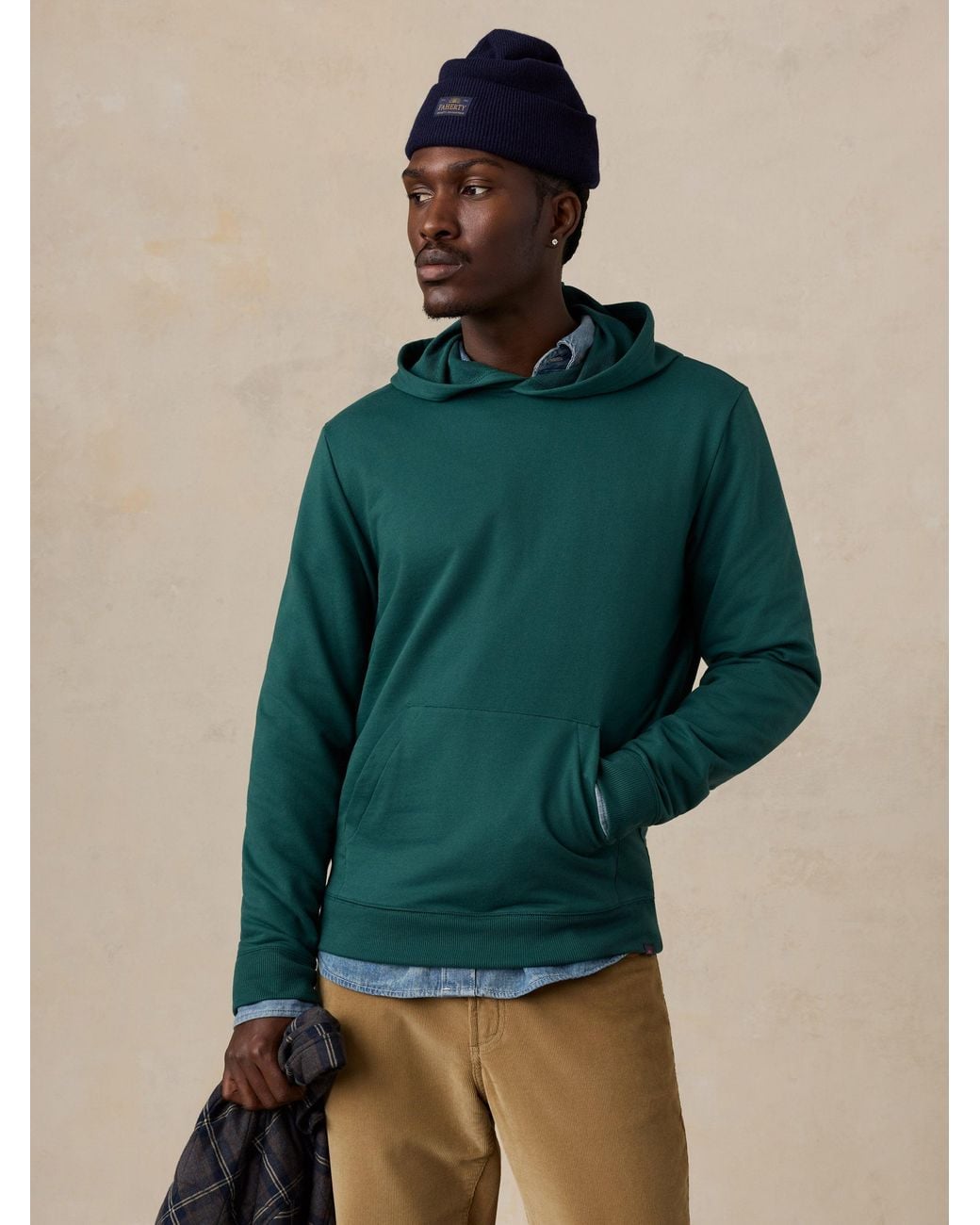 Faherty Brand Green French Terry Hoodie for men