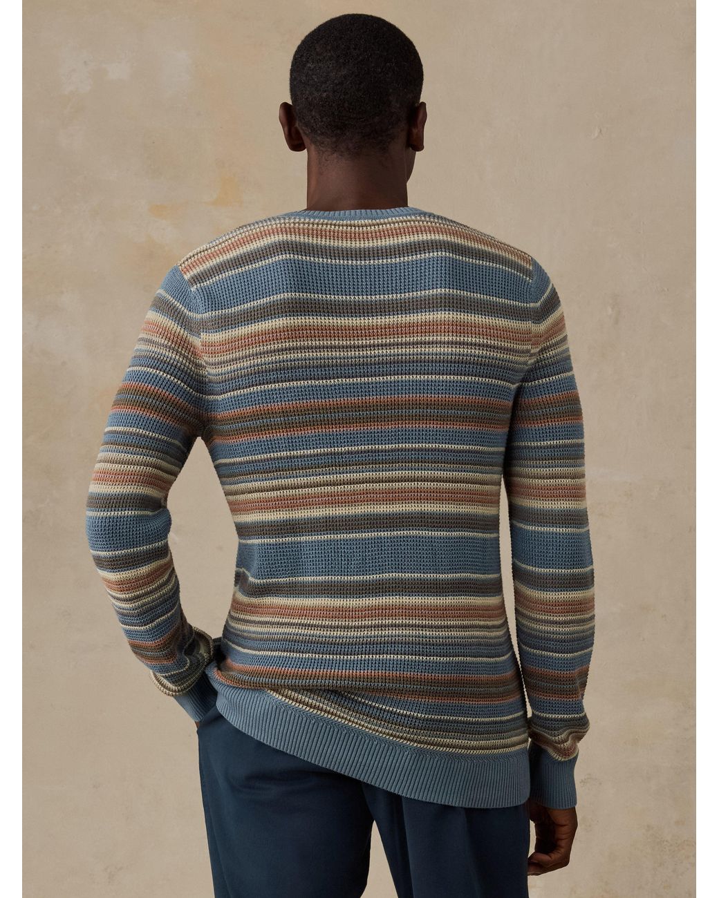 Faherty Brand Blue Sunwashed Crewneck Sweater for men