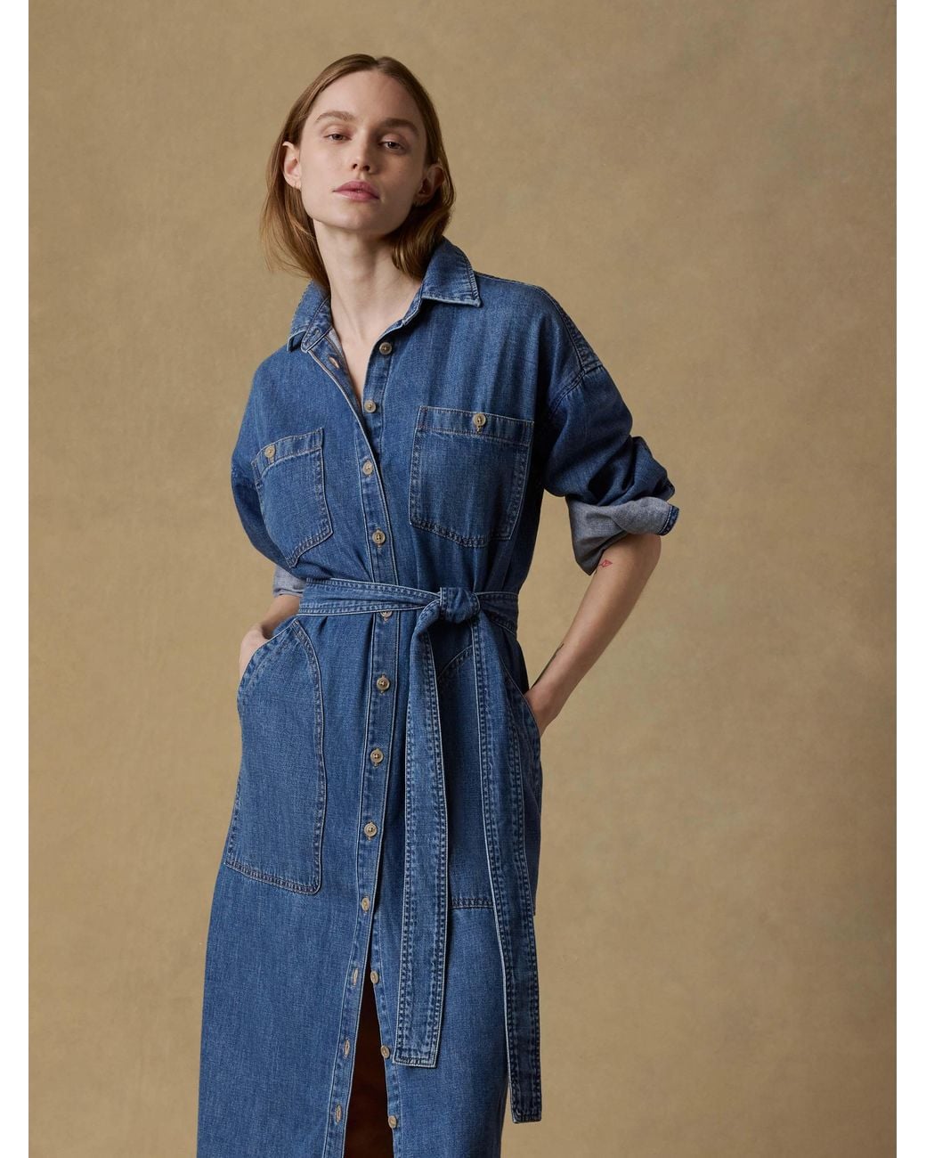 Faherty Brand Blue Sunfair Denim Cleo Shirtdress