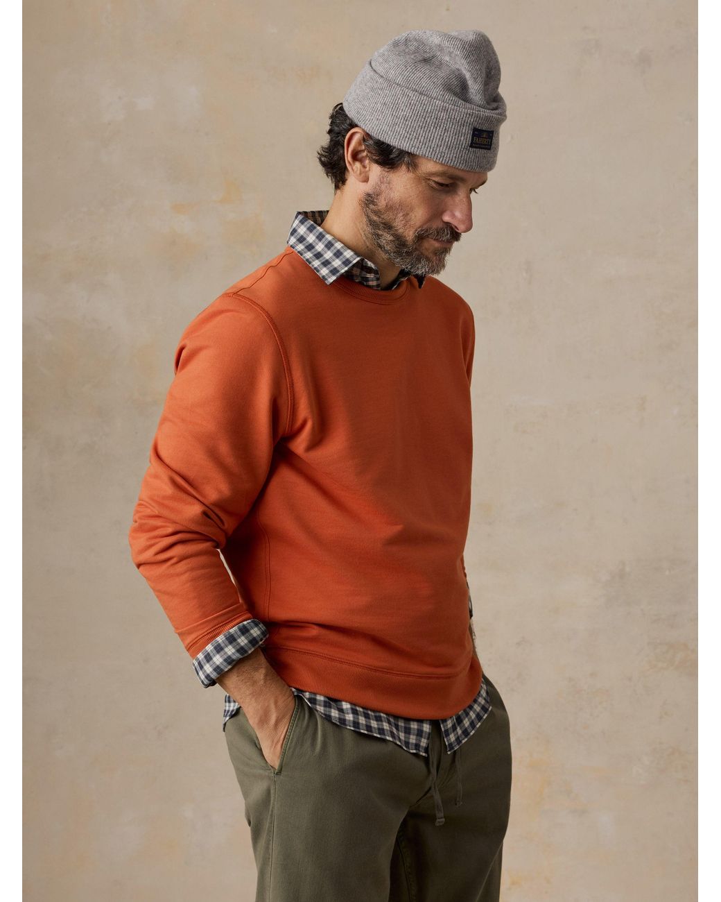 Faherty Brand Orange French Terry Crewneck for men